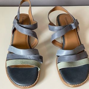 Leather Comfortiva low heel sandals.